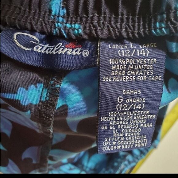 L 12 14 MESH LINED SWIM BOARD SWIMMING SUP BEACH BLUE CATALINA HAWAIIAN SHORTS - Picture 8 of 9